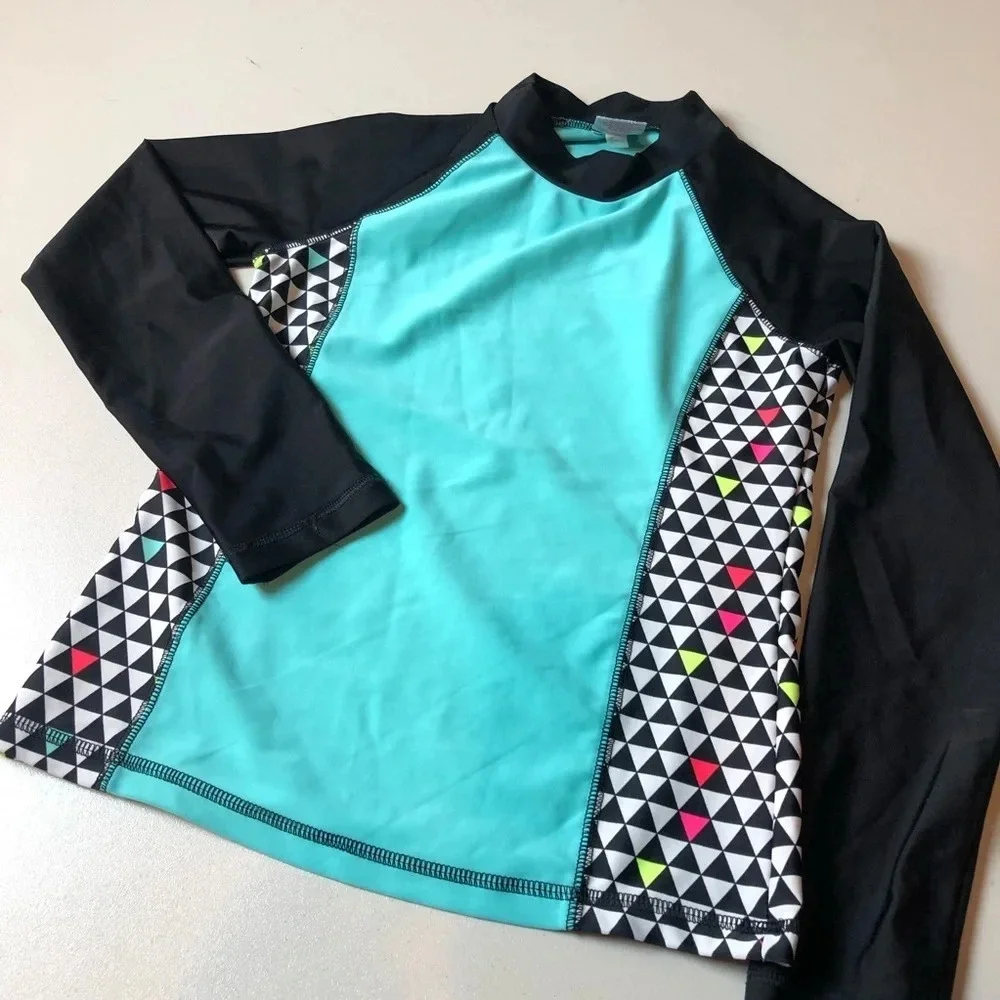 Girls Rashguard Circo Size Medium Black/Teal